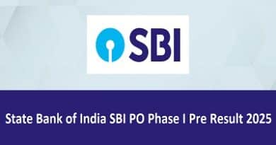 State Bank of India SBI PO Phase I Pre Result 2025