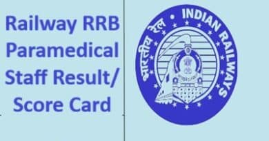 Railway RRB Paramedical Staff Result