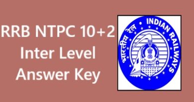 RRB NTPC 10+2 Inter Level Answer Key
