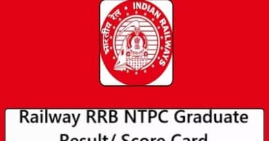 Railway RRB NTPC Graduate Result/ Score Card