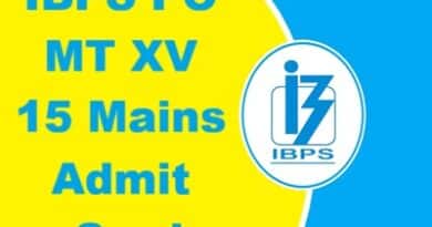 IBPS PO MT XV 15 Mains Admit Card