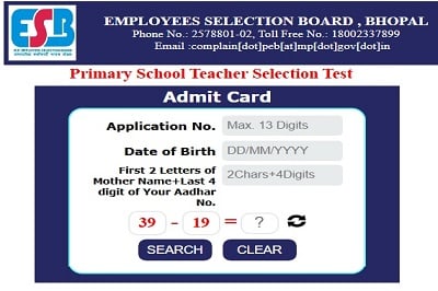 MP Primary School Teacher Admit Card
