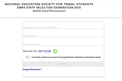 EMRS Teaching and Non-Teaching Admit Card