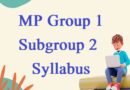 MP Group 1 Subgroup 2 Syllabus