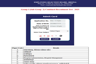 MP Group 1 Sub Group 2 Admit Card