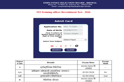 Mpesb Iti Training Officer Admit Card
