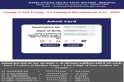 Mpesb Group-2 Sub Group-4 Patwari Admit Card